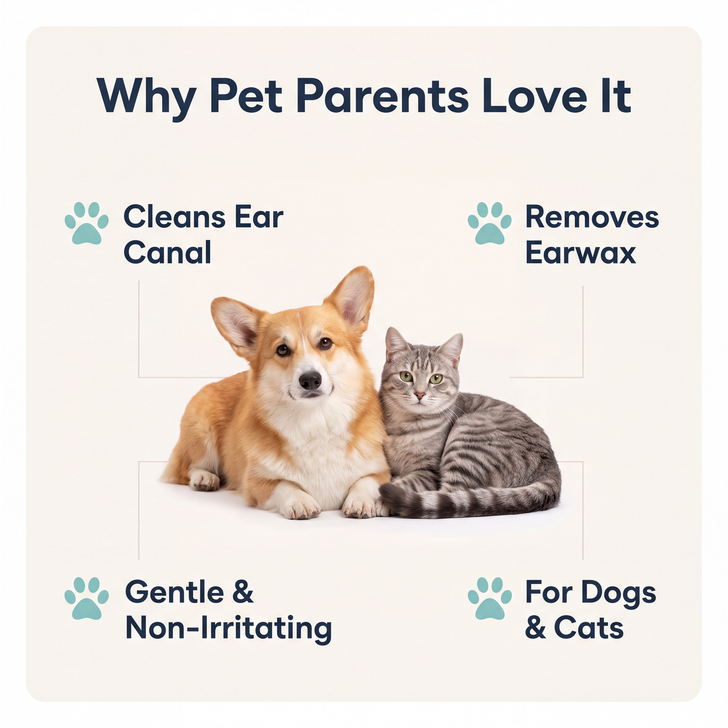 Pristine Paws™ Ear Cleaning Finger Wipes for Dogs & Cats — Gentle Aloe & Chamomile, 50 Wipes